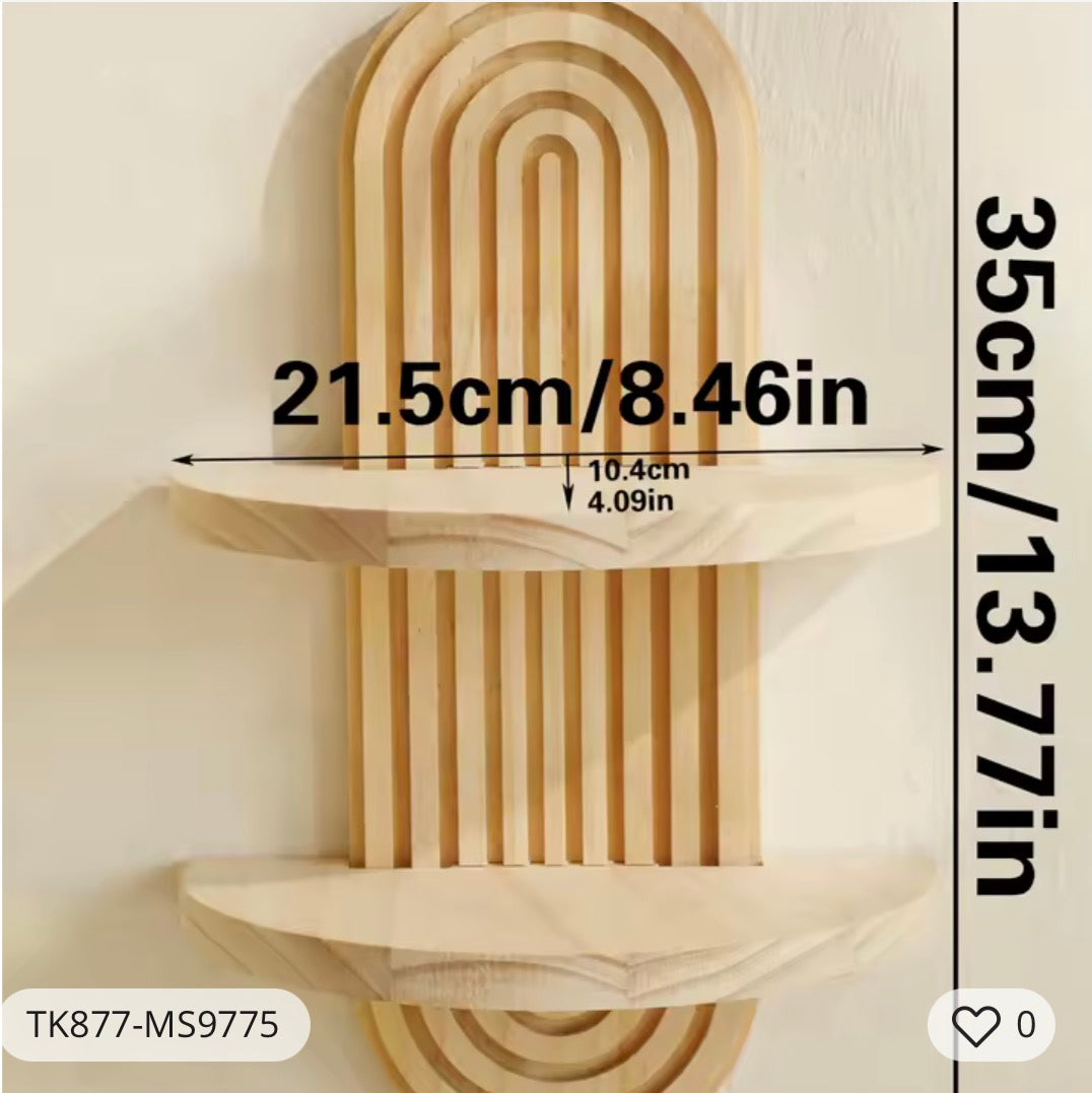 1Pc Boho Style Wooden Wall Shelves