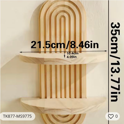 1Pc Boho Style Wooden Wall Shelves