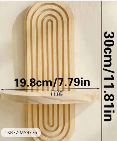 1Pc Boho Style Wooden Wall Shelves