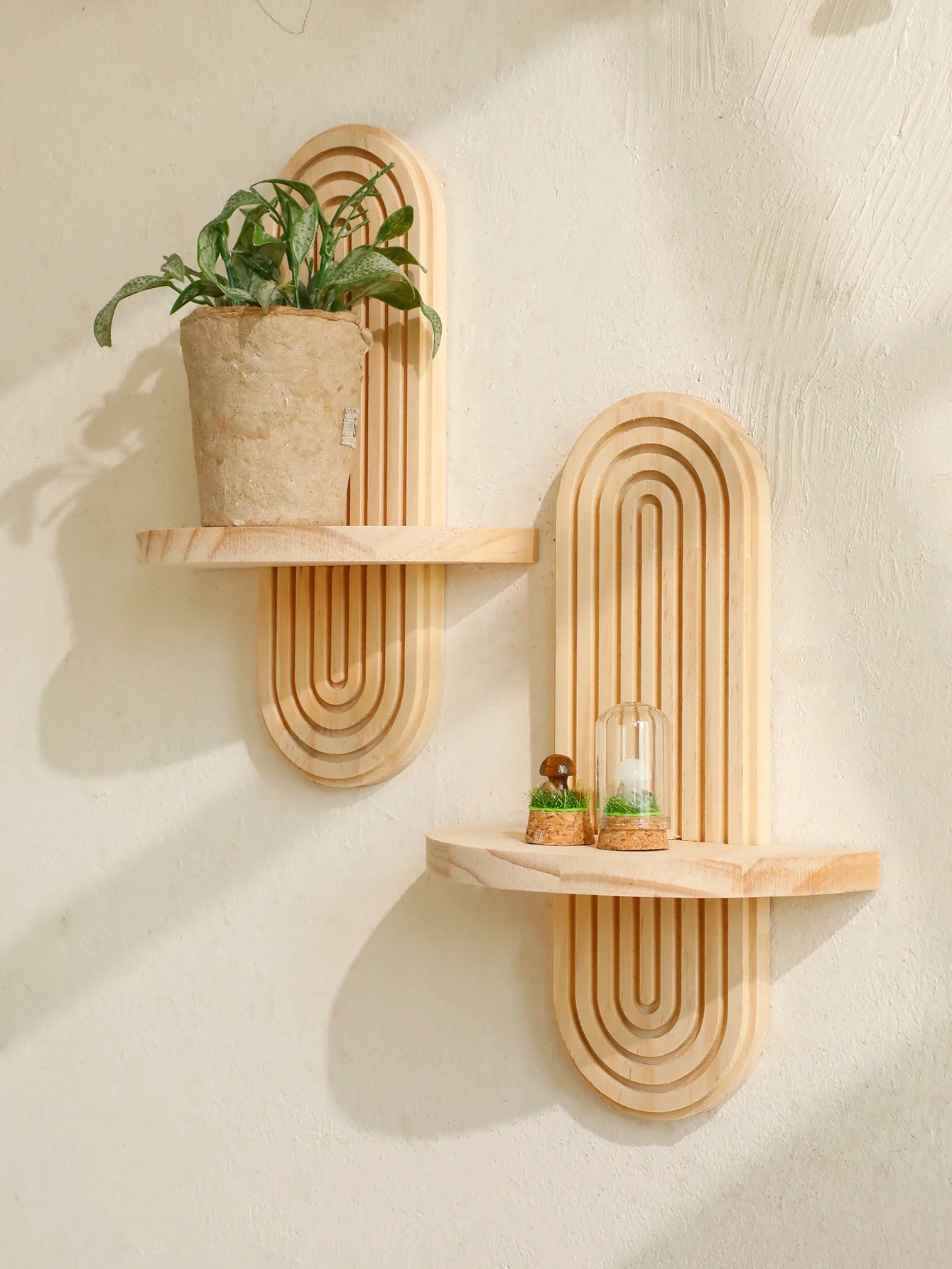 1Pc Boho Style Wooden Wall Shelves
