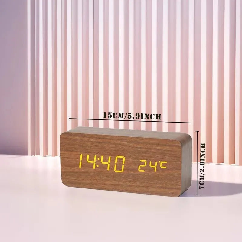 Sleek Wood Temp Clock