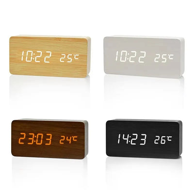 Sleek Wood Temp Clock