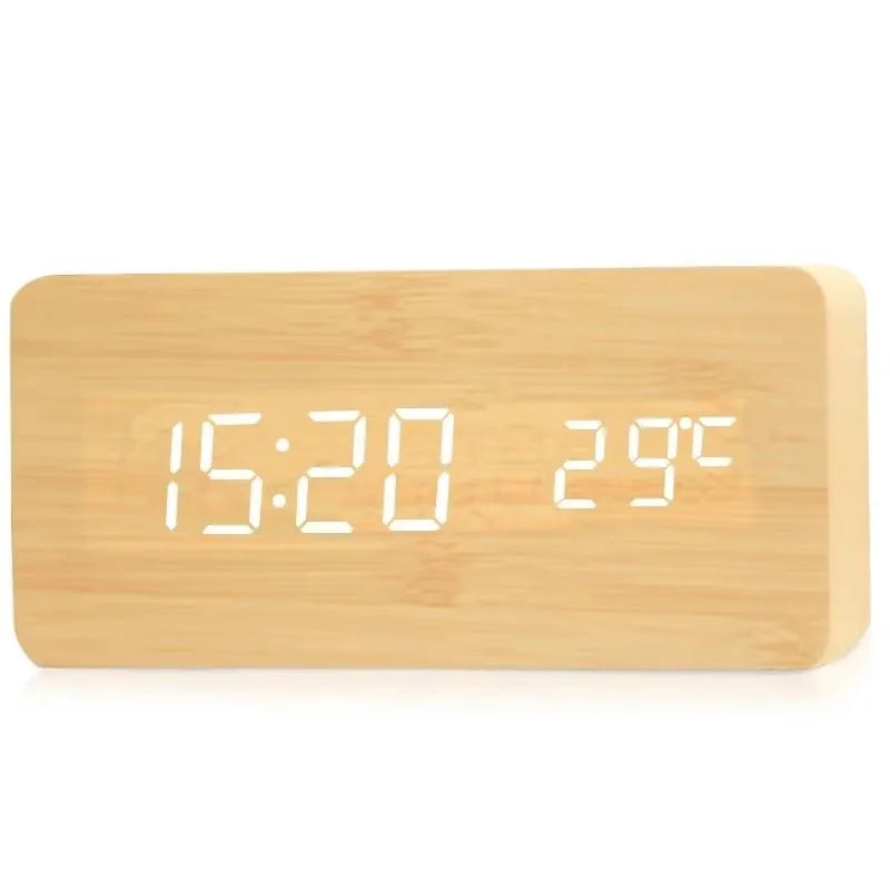 Sleek Wood Temp Clock