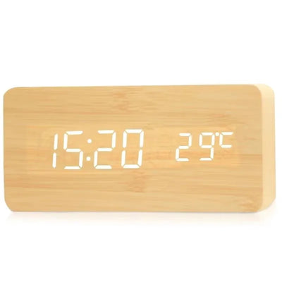 Sleek Wood Temp Clock