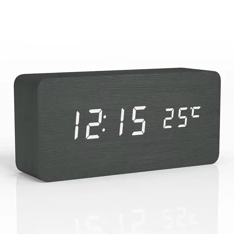 Sleek Wood Temp Clock