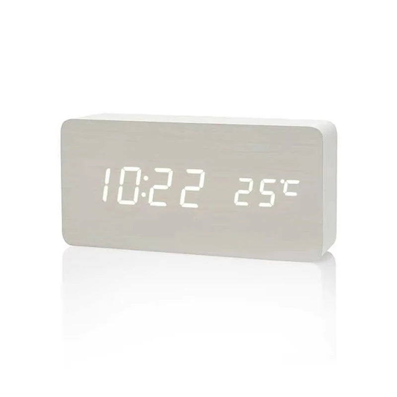 Sleek Wood Temp Clock