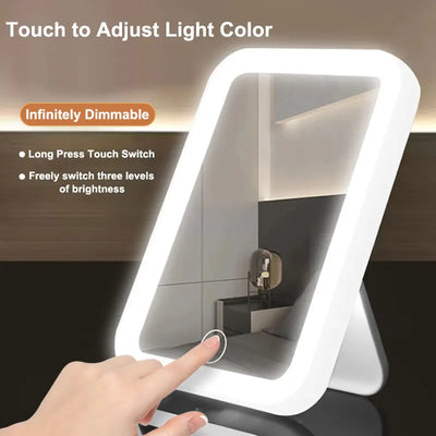 Portable LED Makeup Mirror, 3 Colors, USB Rechargeable
