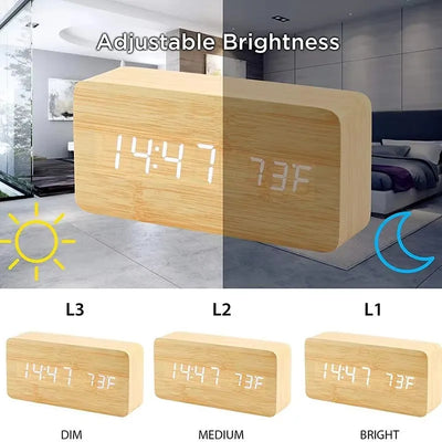 Sleek Wood Temp Clock